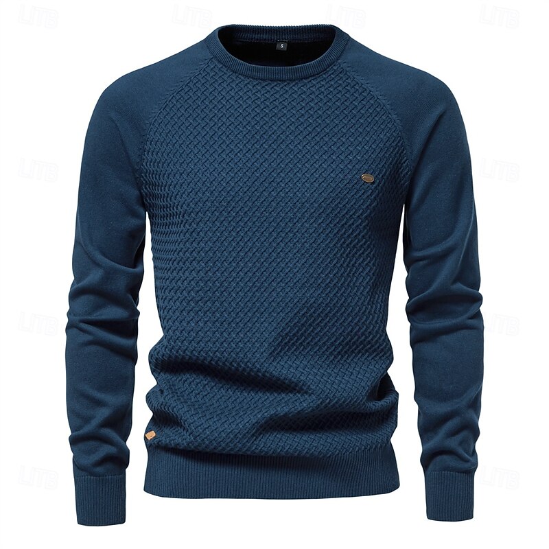 Mens Crew Neck Cotton Pullover Sweater Casual Business Geometric Knitted Mens Sweaters4