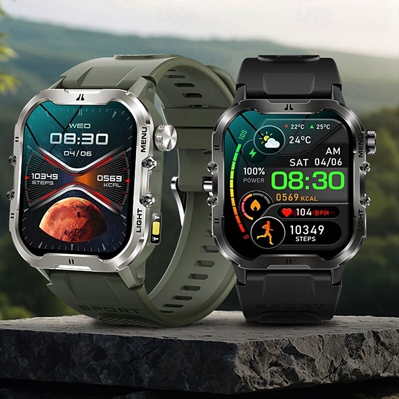 T26 Smart Watch 1.96 inch Smartwatch Fitness Running Watch Bluetooth Temperature Monitoring Pedometer Call Reminder Compatible with Android iOS Women Men Long Standby Hands-Free Calls Waterproof IP68