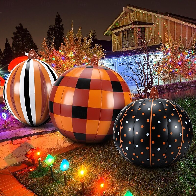 Halloween Outdoor Inflatable Pumpkin Decor, 60cm (23.6 Inch) Blow Up Yard Decoration,Inflatable Ball Ornaments for Lawn, Patio, Garden, Halloween Party Prop