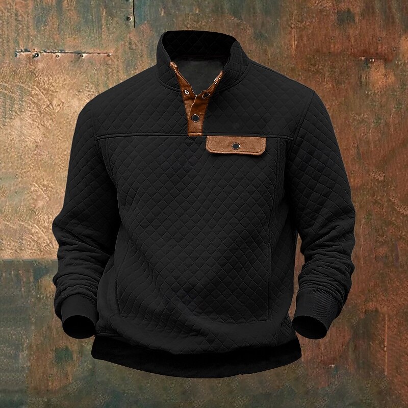 Men's Waffle Hoodies Hoodie Wine Red Black Brown Green Light Grey Standing Collar Plain Sports & Outdoor Daily Holiday Streetwear Cool Casual Winter Spring &  Fall Clothing Apparel Hoodies4