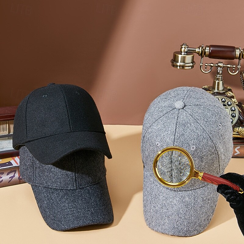 Men's Baseball Cap Sun Hat Trucker Hat Black Light Grey Polyester Fashion Casual Street Daily Solid Color Thermal Warm Fleece Lining Adjustable Windproof2