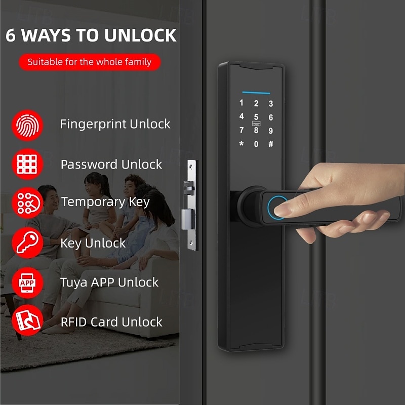 Password Lock Household Wooden Door Fingerprint Lock Anti-theft Door Electronic Lock Tuya Smart Door Lock3