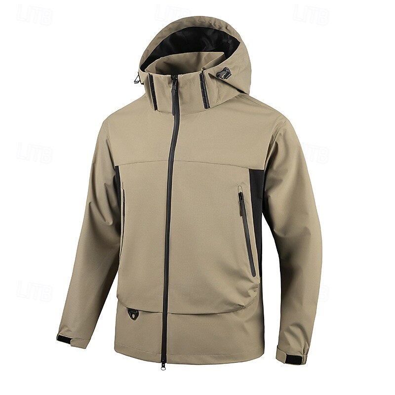 Men's Hiking Jacket Winter Outdoor Waterproof Windproof Front Zipper Lightweight Jacket Full Zip Camping / Hiking / Caving Black White Orange Green