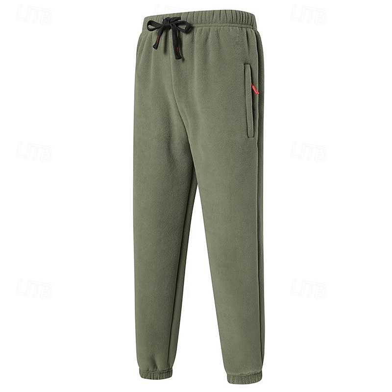 Men's Sherpa Fleece Pants Sweatpants Joggers Trousers Drawstring Zipper Pocket Elastic Cuff Plain Comfort Warm Full Length Outdoor Casual Daily Sports Fashion Black Blue4