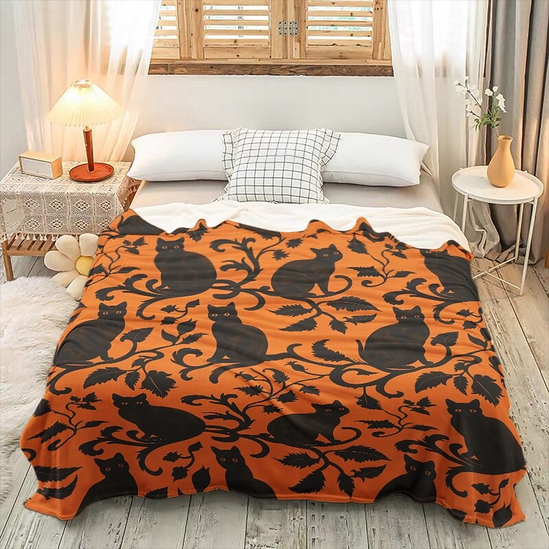 Halloween Pumpkin Blanket Cozy and Soft Throw Perfect for Spooky Season Festive Halloween Decor with Pumpkin Design3