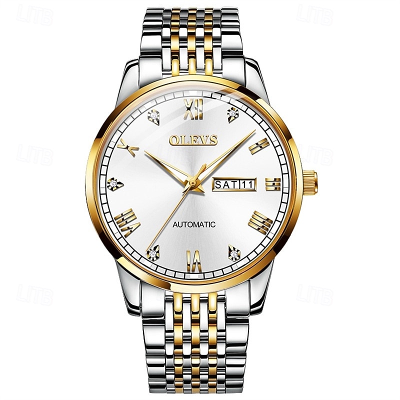 New Olevs Olevs Brand Fashion Trend Men'S Steel Belt Watch Calendar Week Display Luminous Simple Automatic Mechanical Watch Casual Waterproof Sports Men'S Wristwatch2