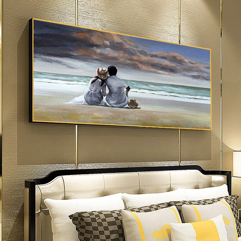 Mintura Handmade Seaside Couple Oil Paintings On Canvas Wall Art Decoration Modern Abstract Landscape Picture For Home Decor Rolled Frameless Unstretched Painting3