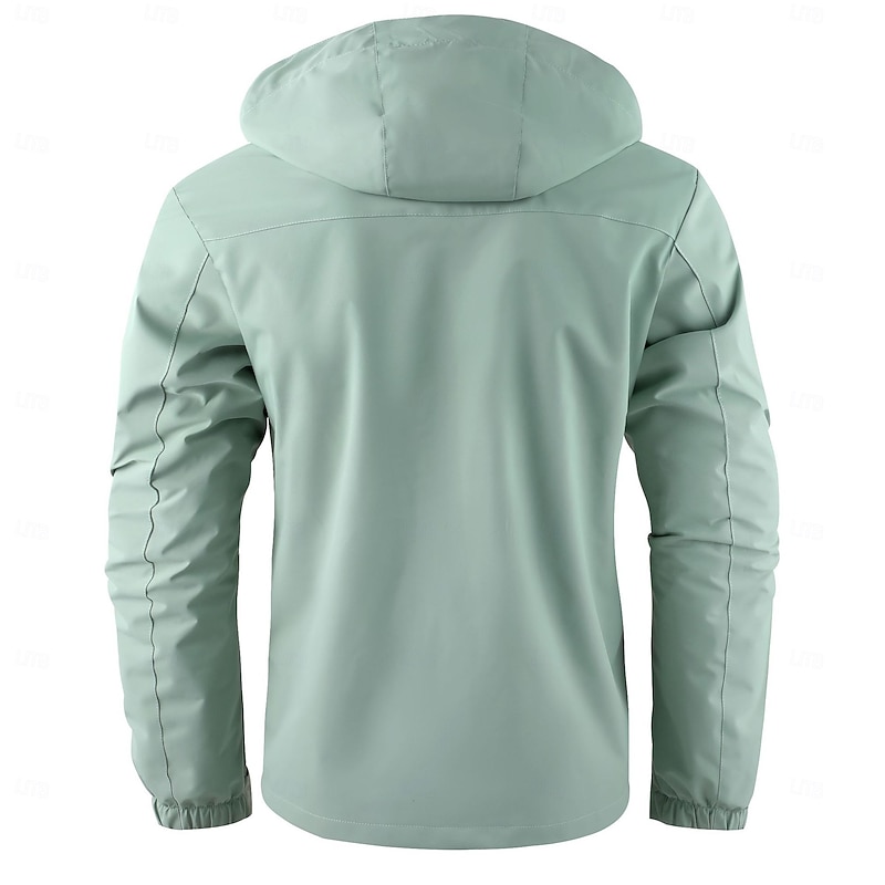 Men's Winter Jacket Sport Coat Raincoat Hiking Jacket Outdoor Camping & Hiking Waterproof Windbreaker Zipper Pocket Fall Winter Solid Color Fashion Streetwear Hooded Regular Dark Red Yellow Light4