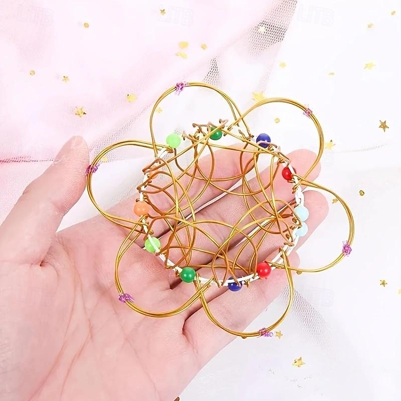 Mandala Decompression Flower Basket & Steel Ring Sensory Toys - Relieve Stress and Anxiety for Kids and Adults - Perfect Halloween and Christmas Gift for Fidgeters, Autistic and ADHD Individuals2