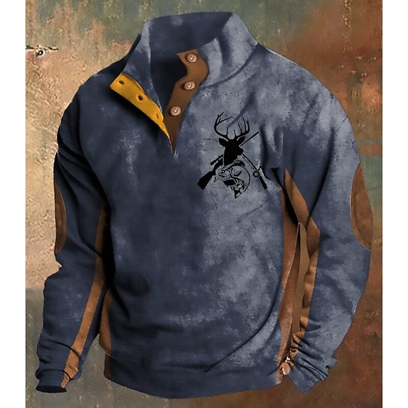 Men's Sweatshirt Black Navy Blue Light Grey Standing Collar Graphic Print Patchwork Color Block Daily Holiday Going out Polyester Streetwear Casual Fall Winter Clothing Apparel Hoodies Sweatshirts2