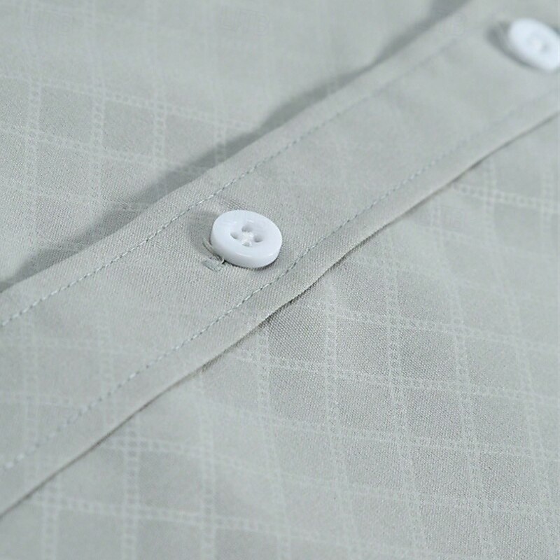 Men's Shirt Dress Shirt Collared Shirt Button Up Shirt Plaid Wedding Party Light Blue Light Green Long Sleeve Lapel Spring &  Fall Clothing Apparel3