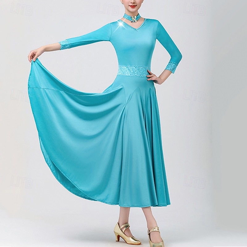 Women's Ballroom Dance Dresses Lace Big Swing Tango Modern Waltz Competition Dress Costumes2