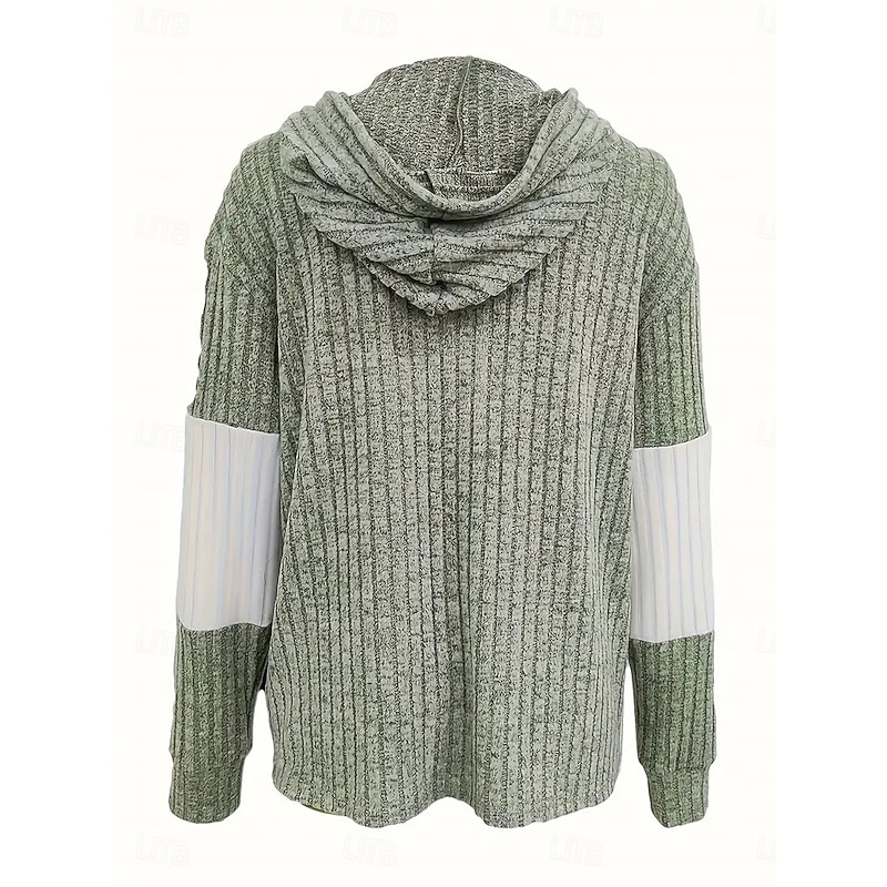 Women's Hoodied Jacket Dailywear Patchwork Color Block Warm Vintage Regular Fit Outerwear Long Sleeve Fall Black S4