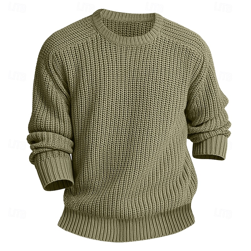 Men's Sweater Knitwear Casual Sweater Pullover Chunky Cable Knit Knit Knit Solid Color Knitwear Elegant Outdoor Home Clothing Apparel Raglan Sleeves Winter Spring &  Fall Black Wine S M L3
