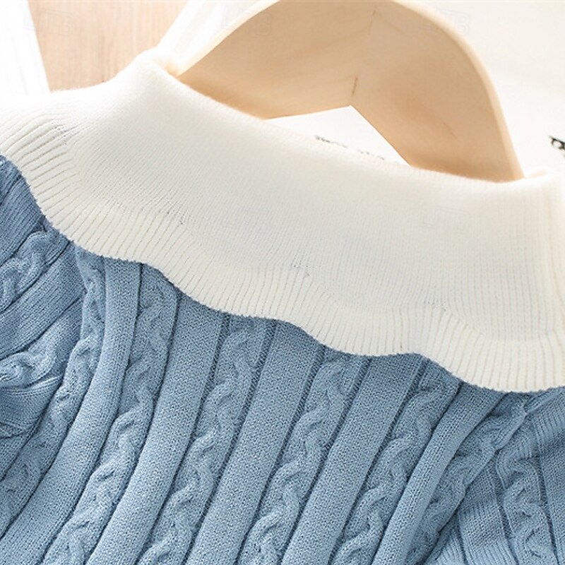 Girls' 3D Multi Color Dress Long Sleeve Fall Winter Vacation Daily Holiday Beautiful Sweet Little Kids(4-7ys) 4-7 Years Sweater Dress Casual Dress A Line Dress Knee-length Regular Fit4