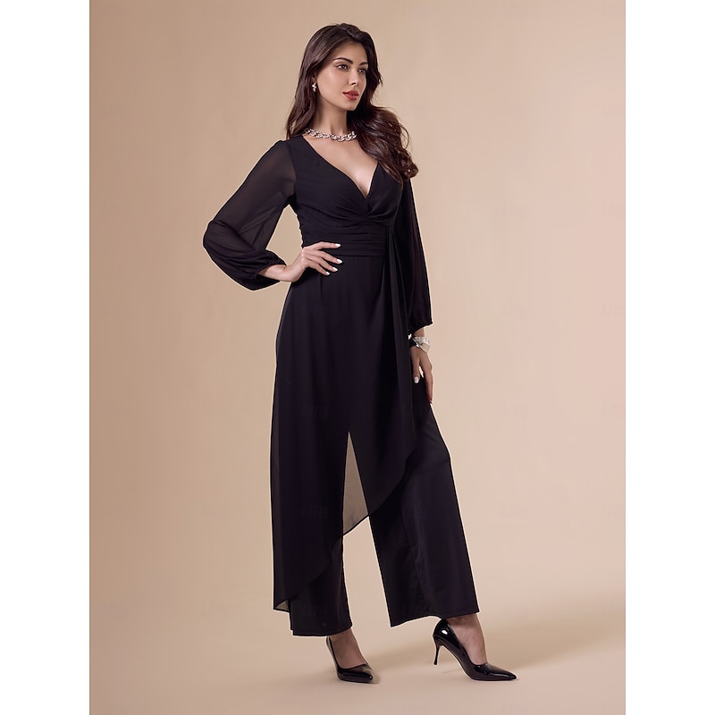 Asymmetrical Deep V Wide-legged Jumpsuit4