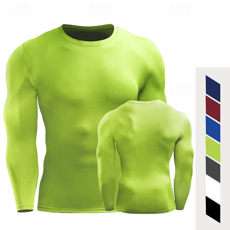 Men's Compression Shirt Athletic Shirt Gym Shirt Fitness Shirt Long Sleeve Tee Tshirt Casual Athleisure Fall Solid Colored Quick Dry Soft Breathable Gym Workout Walking Jogging Sportswear Activewear