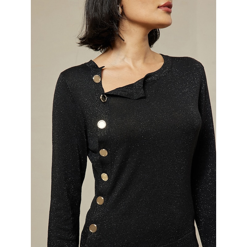 Slash Neck Button Up Cropped Knit Top2