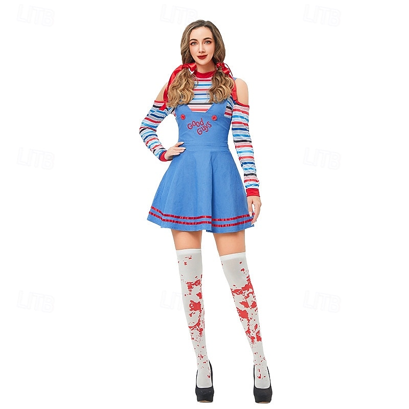 Chucky Scary Doll Halloween Dress Costume Group & Family Halloween Costumes Movie / TV Theme Costumes Horror Kid's Adults' Women's Girls' Carnival Party Easy Halloween Costumes Dress Up4