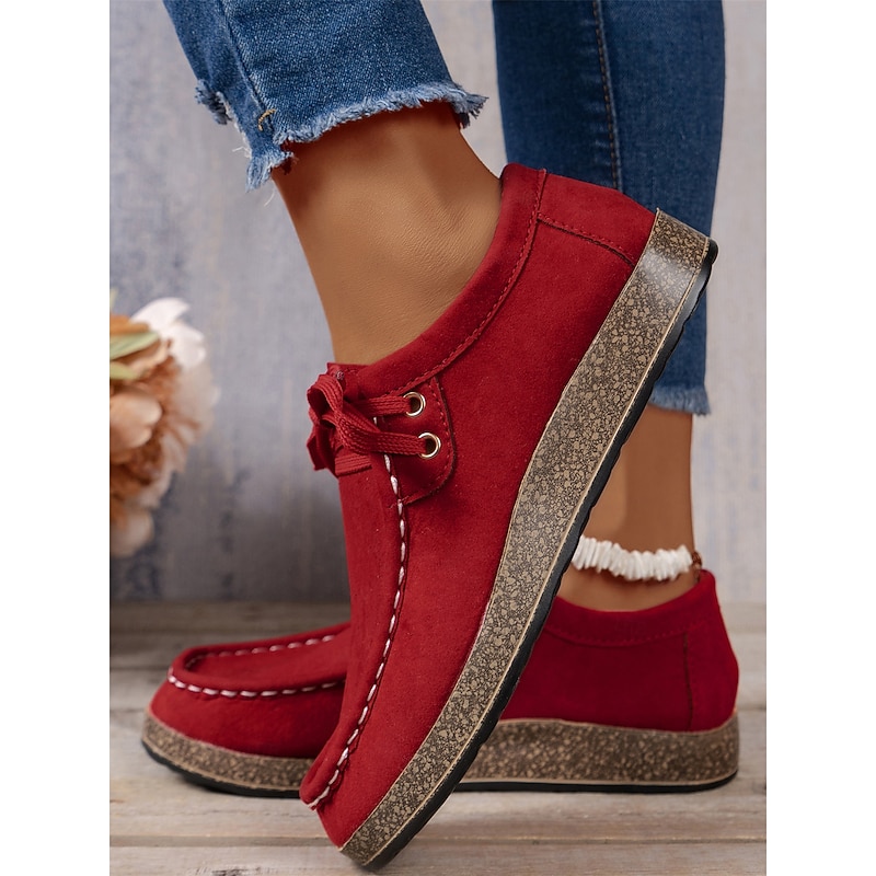 Women's Casual Grey Faux Suede Moccasins with Lace-Up Design and Cushioned Sole – Comfortable Loafers for Everyday Wear 9