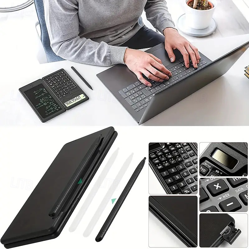 6 Inch Erasable Lcd Writing Pad Slim Scientific Calculator 10 Digit Folding Calculator Solar Battery Dual Power Math Physics Geometry Scientific Calculator4