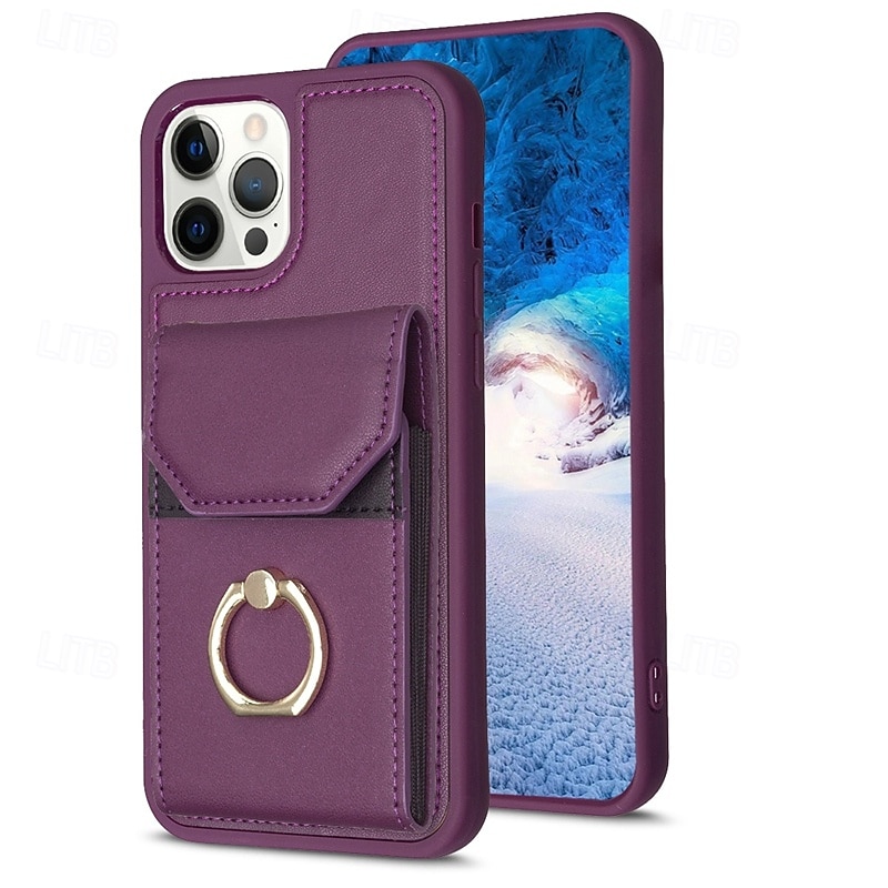 Phone Case For iPhone 16 15 14 Pro Max Plus 13 12 11 Pro Max Wallet Case Ring Holder Card Slot Shockproof Retro TPU PU Leather2