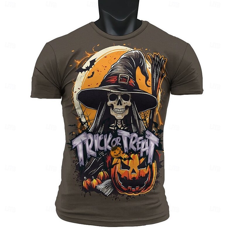 Trick or Treat Witch Skeleton Skull T-shirt Halloween 3D Graphic For Men's Adults' Masquerade 3D Print Party Casual Daily3