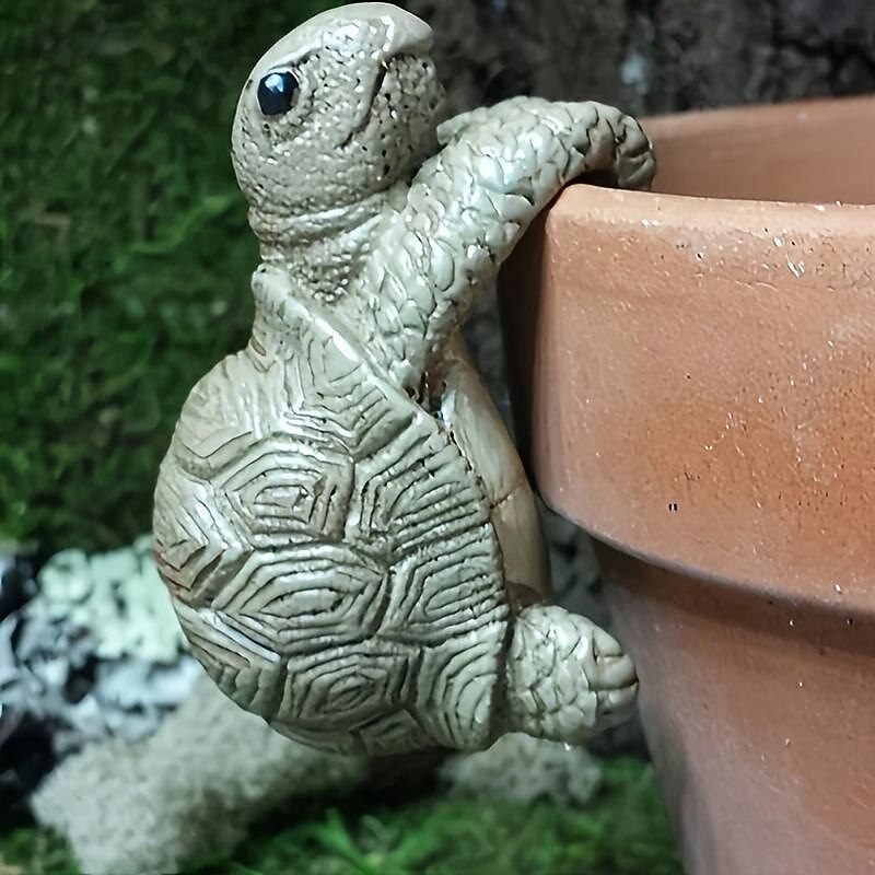 Charming Turtle Hanging Planter Statue - Resin Garden Decor for Fairy Gardens & Yard Art