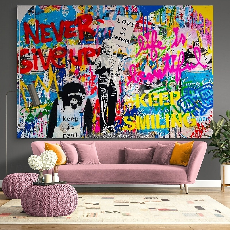 Monopoly Art Oil Painting Hand Painted Canvas-Richie Rich Pop Art Painting Handmade Canvas Street Graffiti Art Oil Painting Pop Art Painting Street Art Wall Decor For Kid's Room Living Room Artwork3