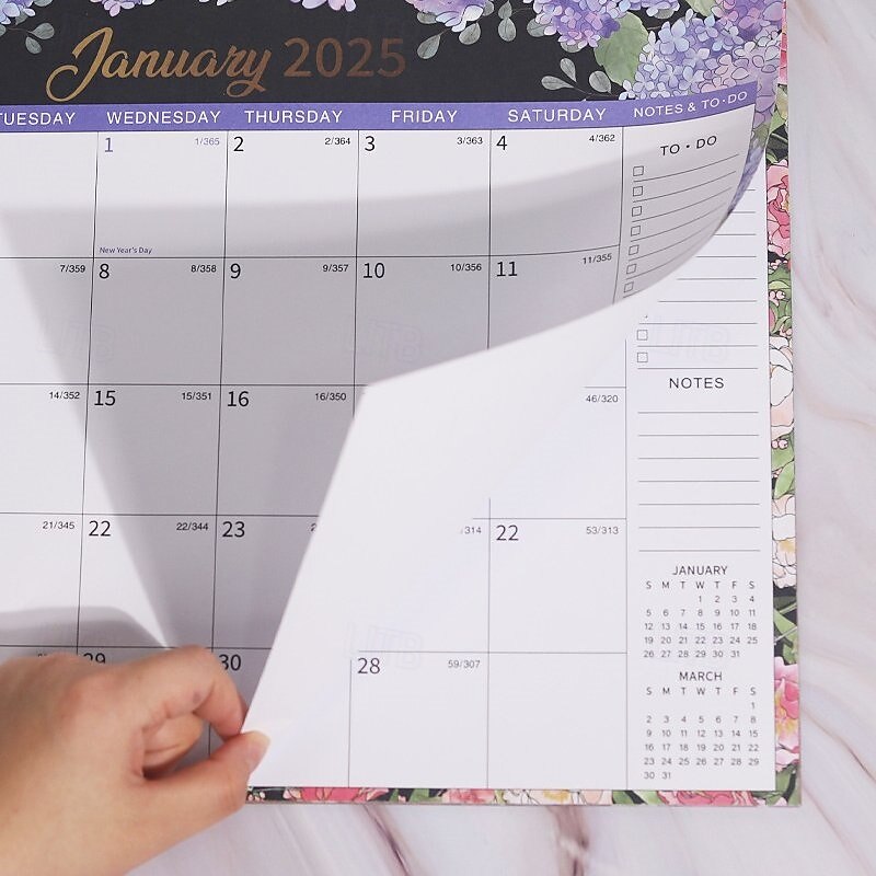 2025 Calendar with Holidays 2025 Monthly Wall Calendar Floral Calendar 2025 January to December Monthly Calendar with Thick Paper2