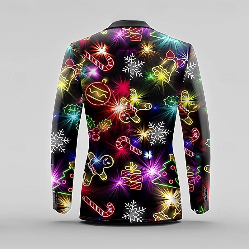 Men's Ugly Long Sleeve Turndown Business Party Evening Wear Dailywear Buttons 3D Print Multi Pocket2