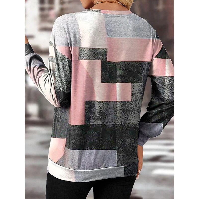 Women's Quarter Zipper Sweater Plaid Street Dailywear Print Casual Crew Neck Long Sleeve Micro-elastic Fall Winter Comfrt Breathable Soft Fabric2