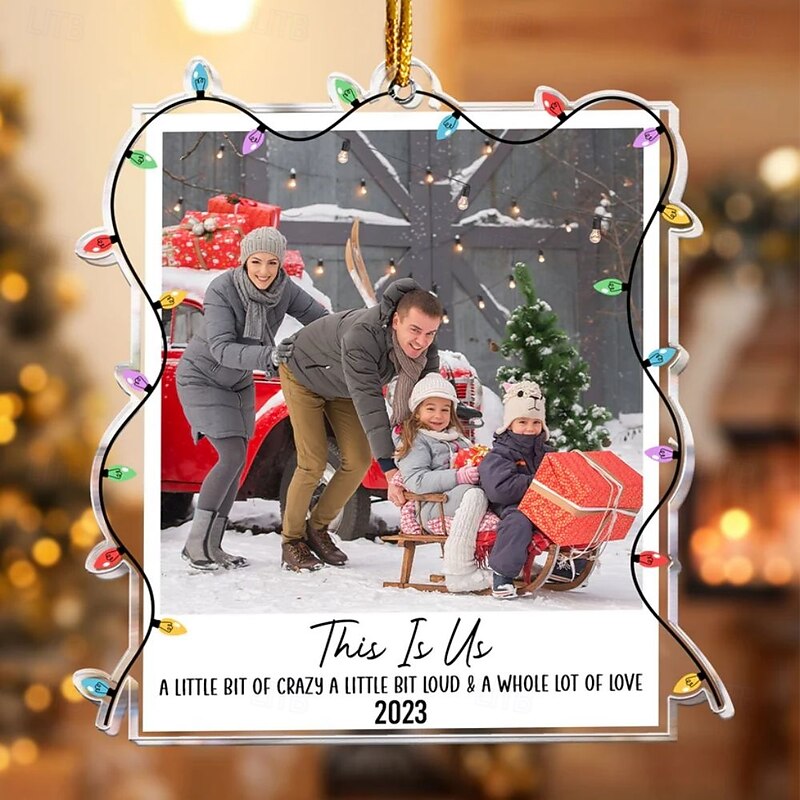 Personalized Christmas Photo Ornaments Polaroid Family Friends Acrylic 2D Custom Picture Frame Decor Christmas Tree Xmas Decoration Hanging Pendant Gifts