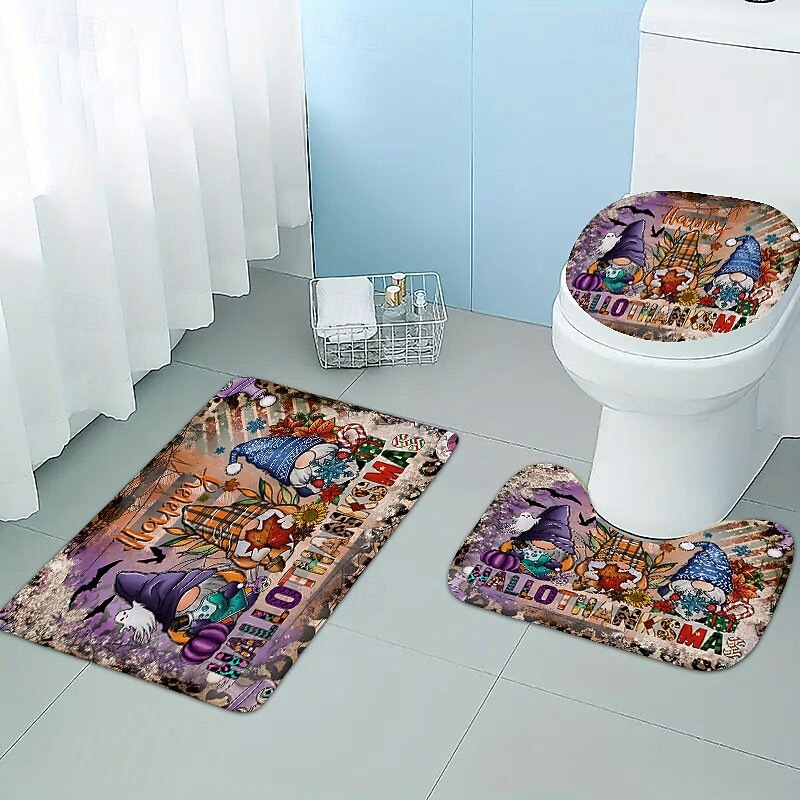 Bathroom Bath Mats Christmas 3PC Bathroom Rug Mat Set Flannel Non Slip4
