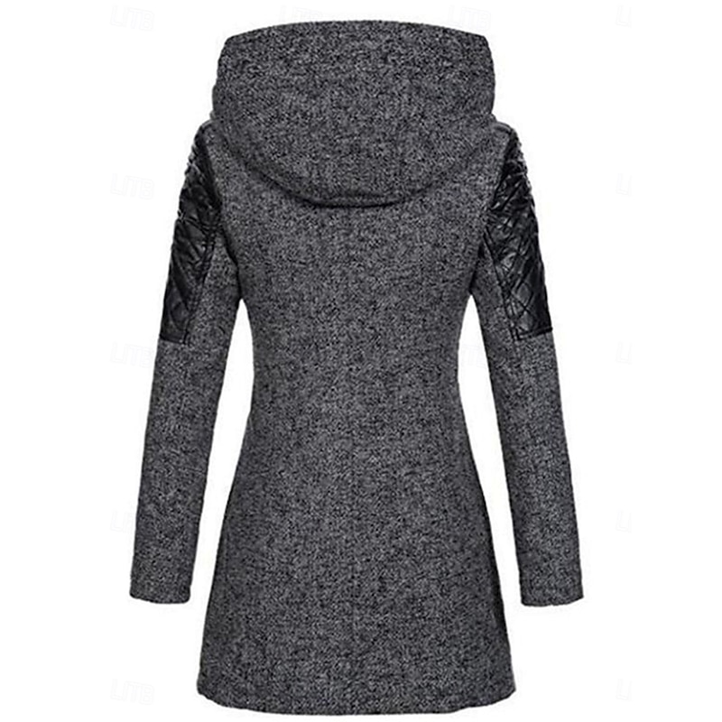 Women's Coat Trench Coat Street Daily Wear Vacation Fall Winter Long Coat Regular Fit Warm Breathable Stylish Casual Street Style Jacket Long Sleeve Plain with Pockets Black Wine Blue2