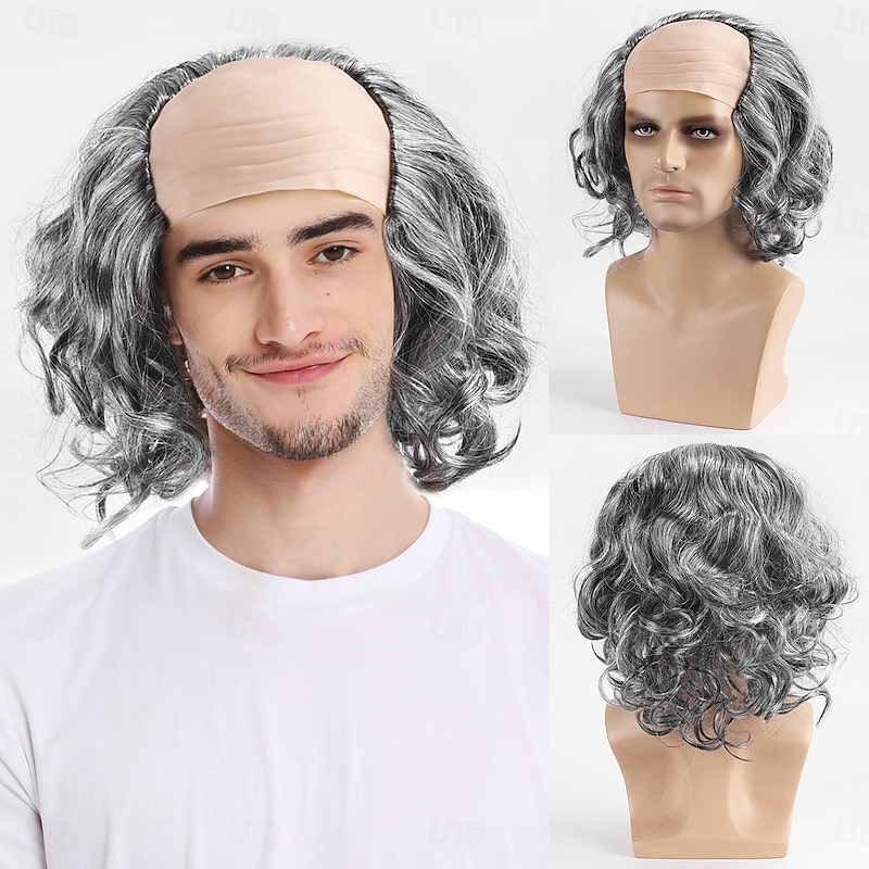 Funny Bald Wig Mediterranean Men's Wig Perfect Bald Head Cap for Costume Party Performance Halloween Dress-up Props