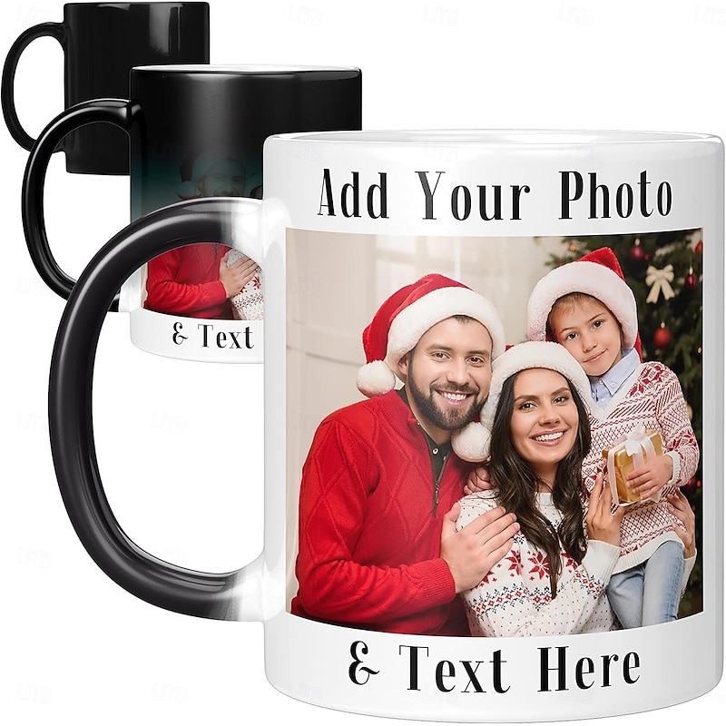 Personalized Magic Mug Customized Photo Christmas Gift Mug Heat Reveal Sensitive Mug Color Changing Ceramic Mug Xmas Cup Coffee Mug with Image Logo Text Gifts for Anniversary Birthday Christmas2
