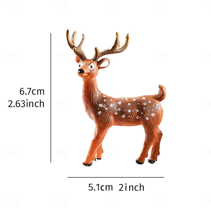 3PCS Christmas Mini Faux Reindeer Figurines Colorful Resin Indoor Holiday Decorations for Christmas Atmosphere and Miniature Landscape2