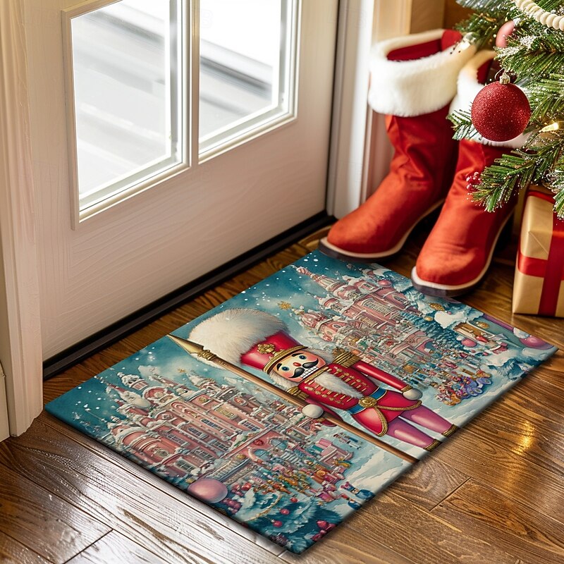 Christmas Decoration Doormat Xmas Nutcracker Kitchen Mat Floor Mat Non-Slip Area Rug Oil Proof Rug Indoor Outdoor Mat Bedroom Decor Bathroom Mat Entrance Rug2