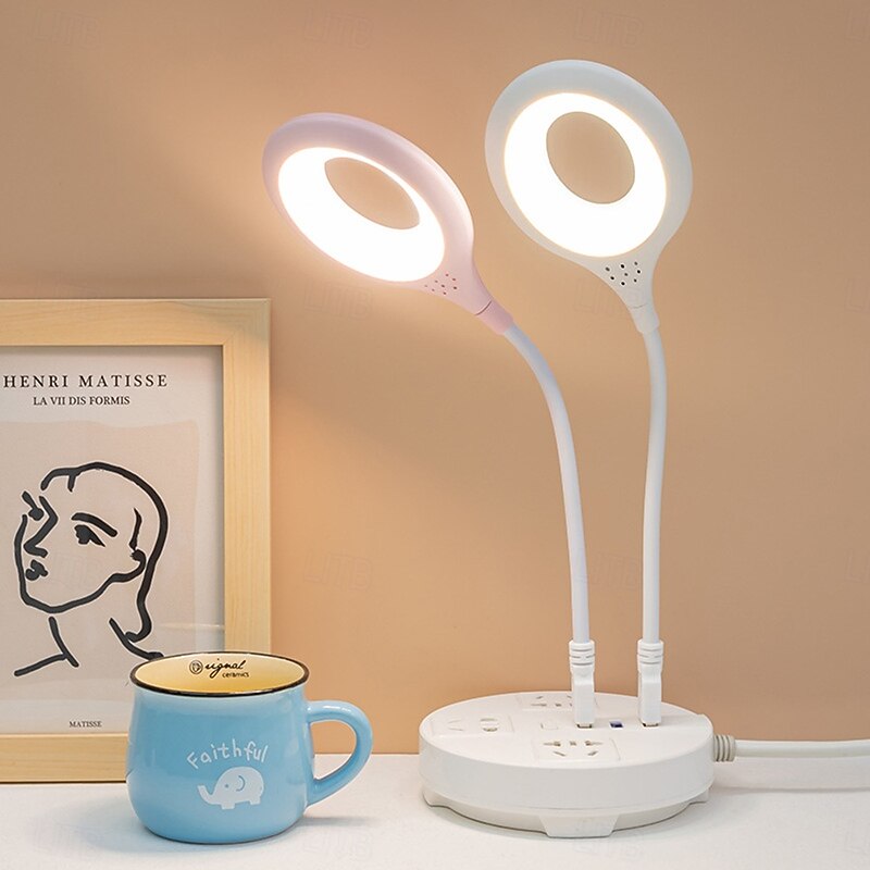 12LED Round USB Hose Reading Light Simple Flexiable Design, In-Line Control, Bedroom Night Light, Desktop Reading Lamp for Indoor Multi-Scene Use2