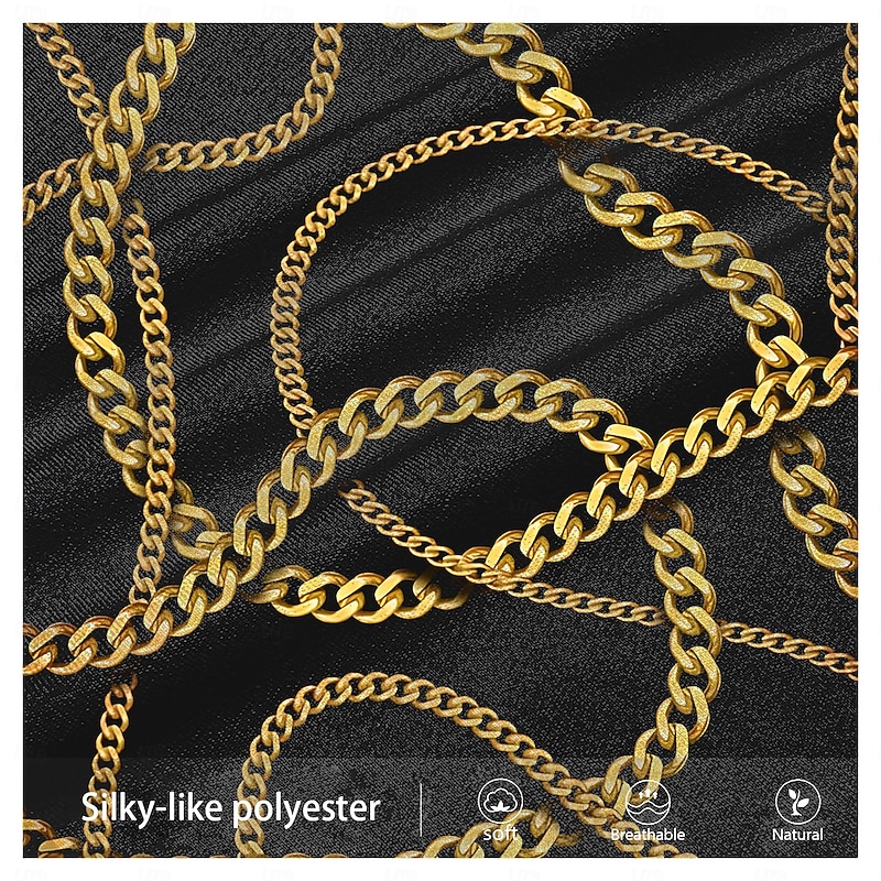 Men's Chains Print Dress Pants Mid Waist Business Casual Formal Dailywear Zipper Pocket Summer Spring Fall 3D Print Black3