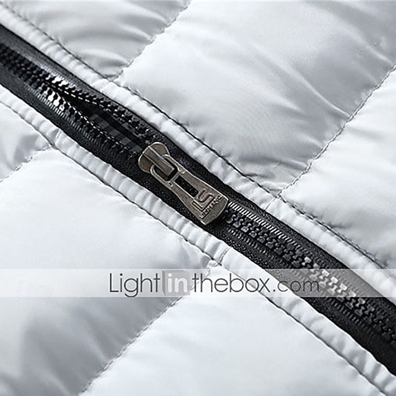 Men's Puffer Vest Vest Gilet Daily Date Vacation Fashion Casual Fall & Winter Pocket Polyester Warm Comfortable Plain Quilted Zipper Stand Collar Regular Fit Black White Red Burgundy Vest4