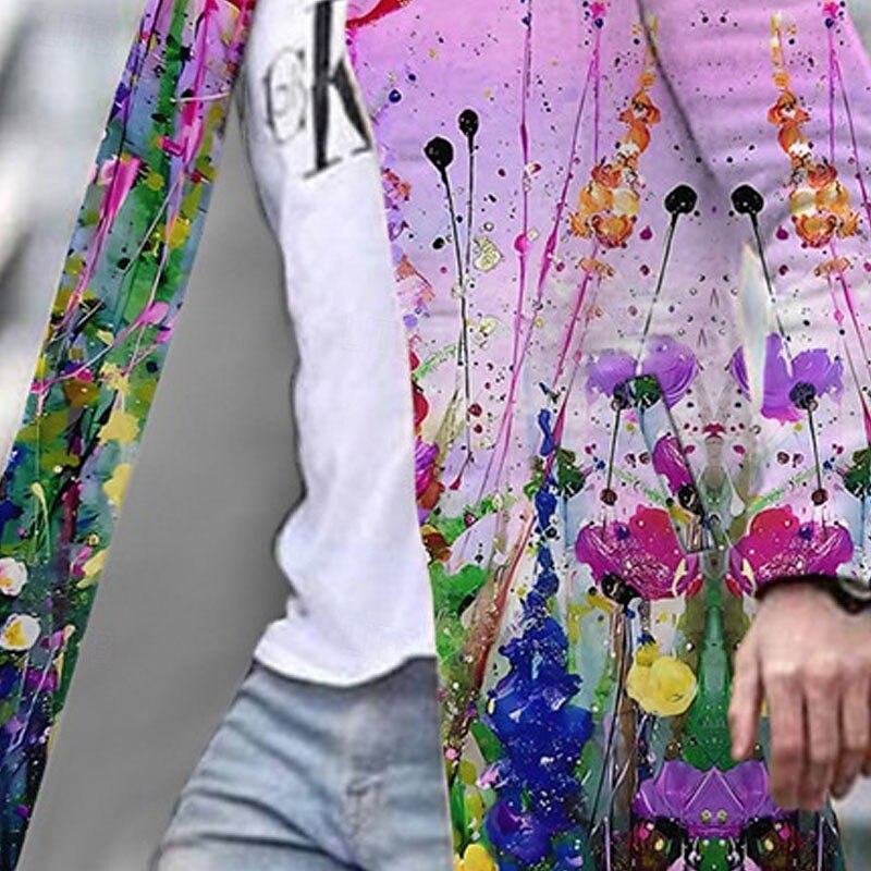 Men's Floral Graphic Prints Winter Coat Overcoat Coat Warm Comfortable Breathable Fashion Streetwear Business Work Wear to work Going out Pocket Print Fall & Winter Turndown Long Sleeve Yellow Purple3