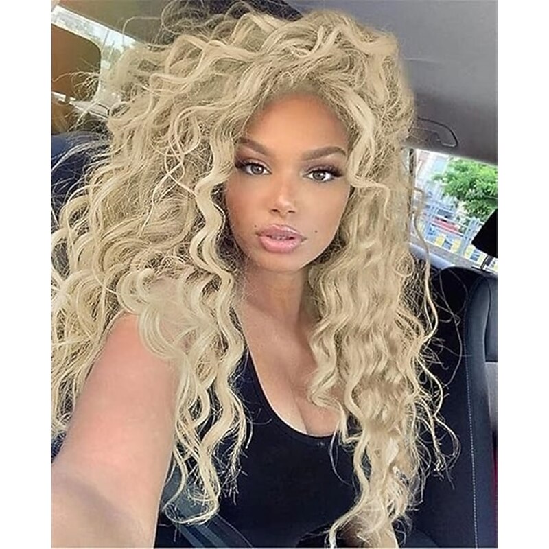 Wig Long Wavy Curly Wigs for Women with Highlight Bangs Free Part Root Fluffy Synthetic Costume Party Carnival Wig3