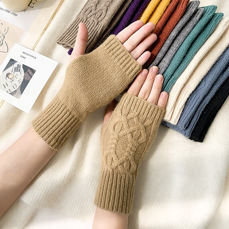 Gloves Fingerless Wrist Fingerless Knitted Gloves Arm Warmers Stretchy Sleeves for Women Winter Warm Unisex for Mittens4