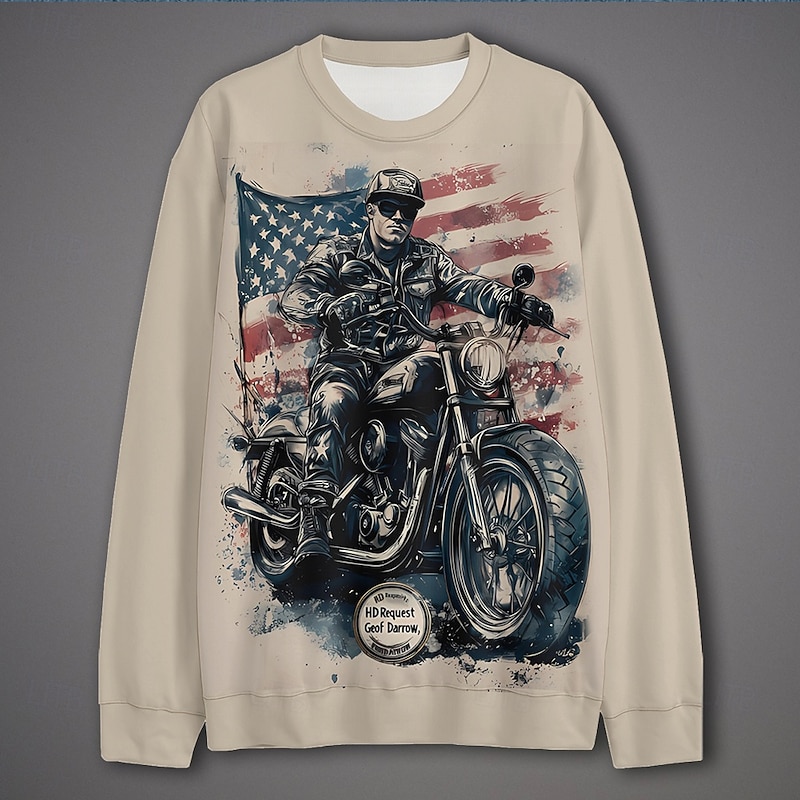 Men's Graphic Motorcycle Sweatshirts Golf Pullover Sweatshirt Long Sleeve Sweatshirt Hooded Vacation Cool Daily Print Vacation Sports Outdoor Going out Printing Winter Spring &  Fall