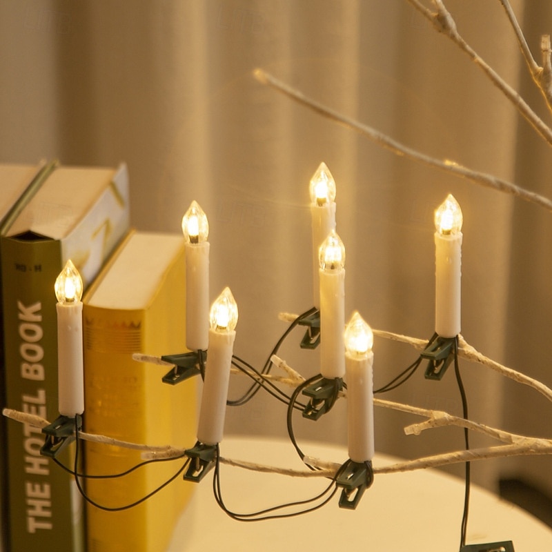 Festive LED Candle Light String Warm White Battery-Powered Clip-On For Easy Hanging Perfect For Christmas Tree & Holiday Decor3