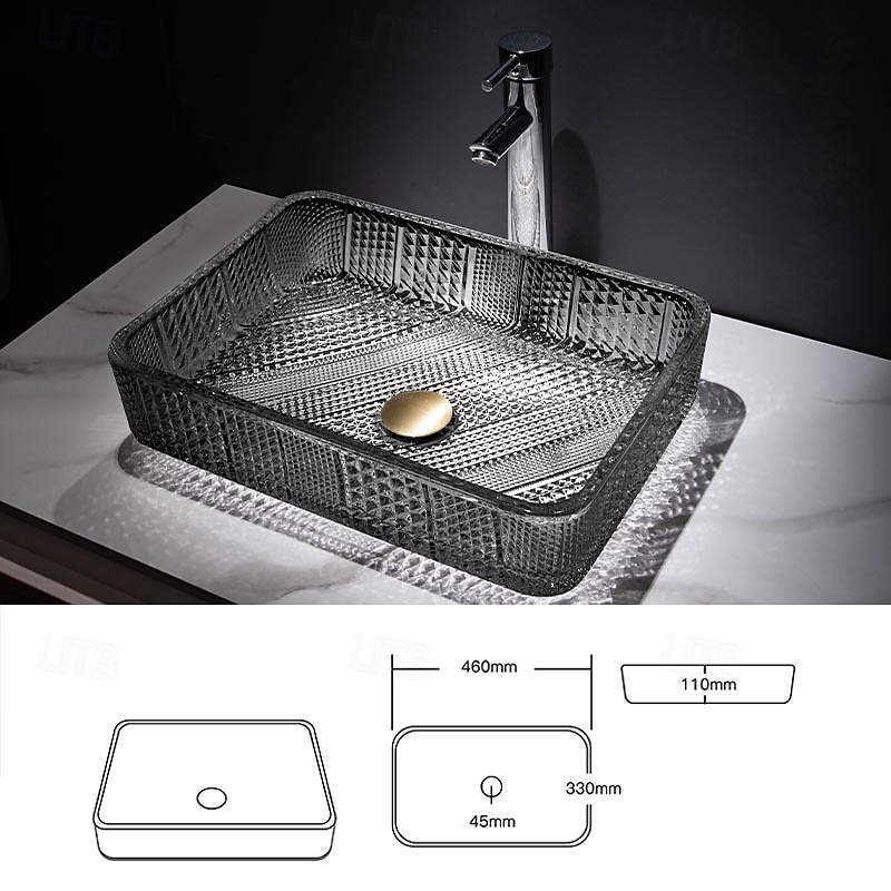 Vessel Sink for Bathroom Modern Rectangular Bathroom Vanity Sinks Above Counter Glass Countertop Basin sink2