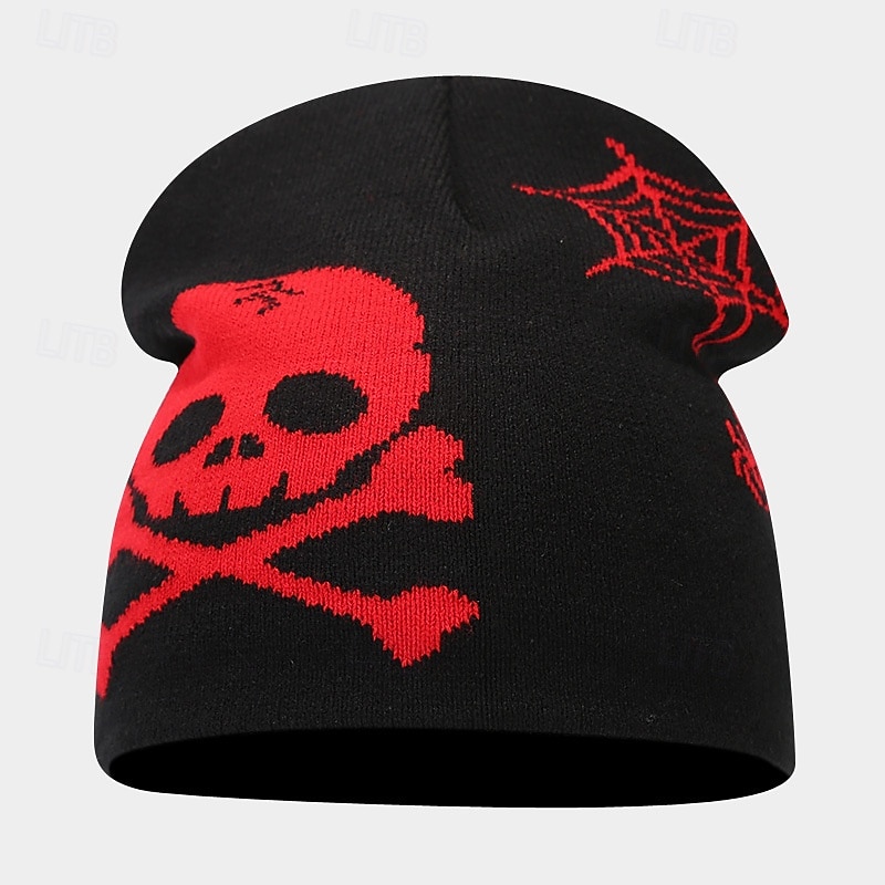 Men's Unisex Beanie Hat Winter Hats Beanies Skull Cap Knit Hat White Orange Acrylic Fibers Knitted Jacquard Cozy Halloween Daily Wear Festival Pumpkin Skulls Warm2