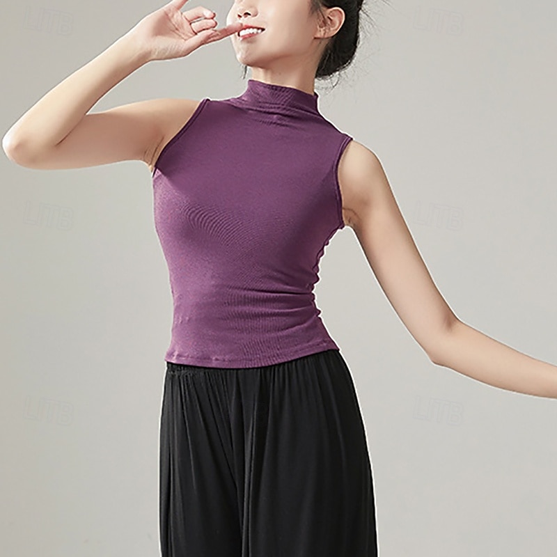 Activewear Vest Pure Color Splicing Women's Performance Training Long Sleeve High Polyester3